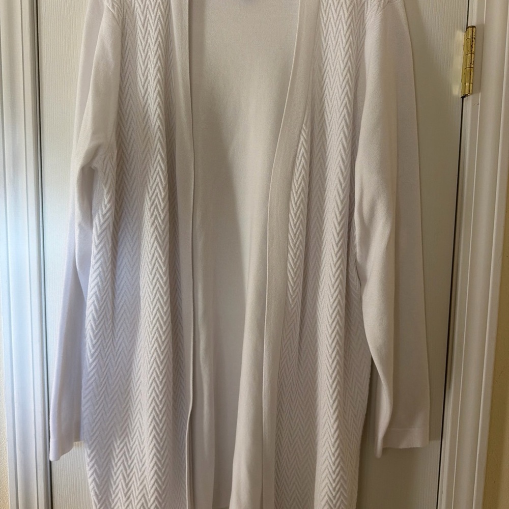 Karen Scott Cream Chevron Cardigan